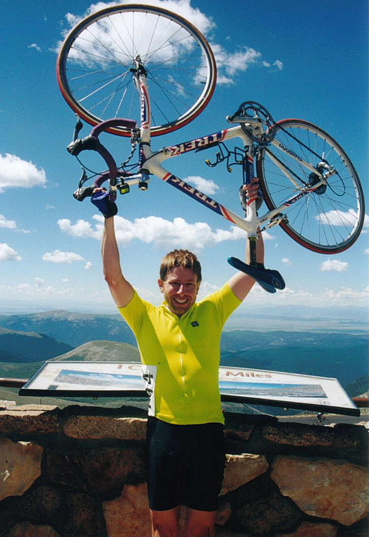 Confused, Michael thought the bicycle was supposed to ride him up the mountain *blush*...so embarrassing