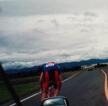Accelerating away from lead group with J.T.'s moped-cam behind>>>